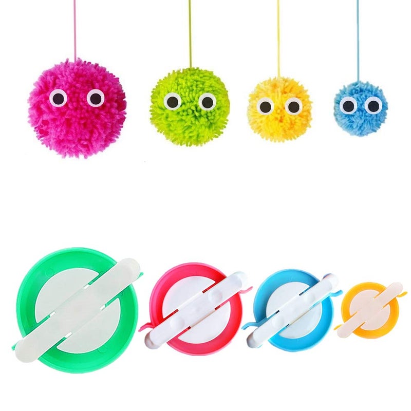 RRigo Pom Pom Maker, 4 Sizes Pompom Maker Tool Set for Fluff Ball Weave DIY Wool Yarn Knitting Craft Project for Adult - RRigo - Image 1